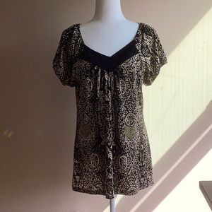 Carole Little Short SleevedSilky Blouse